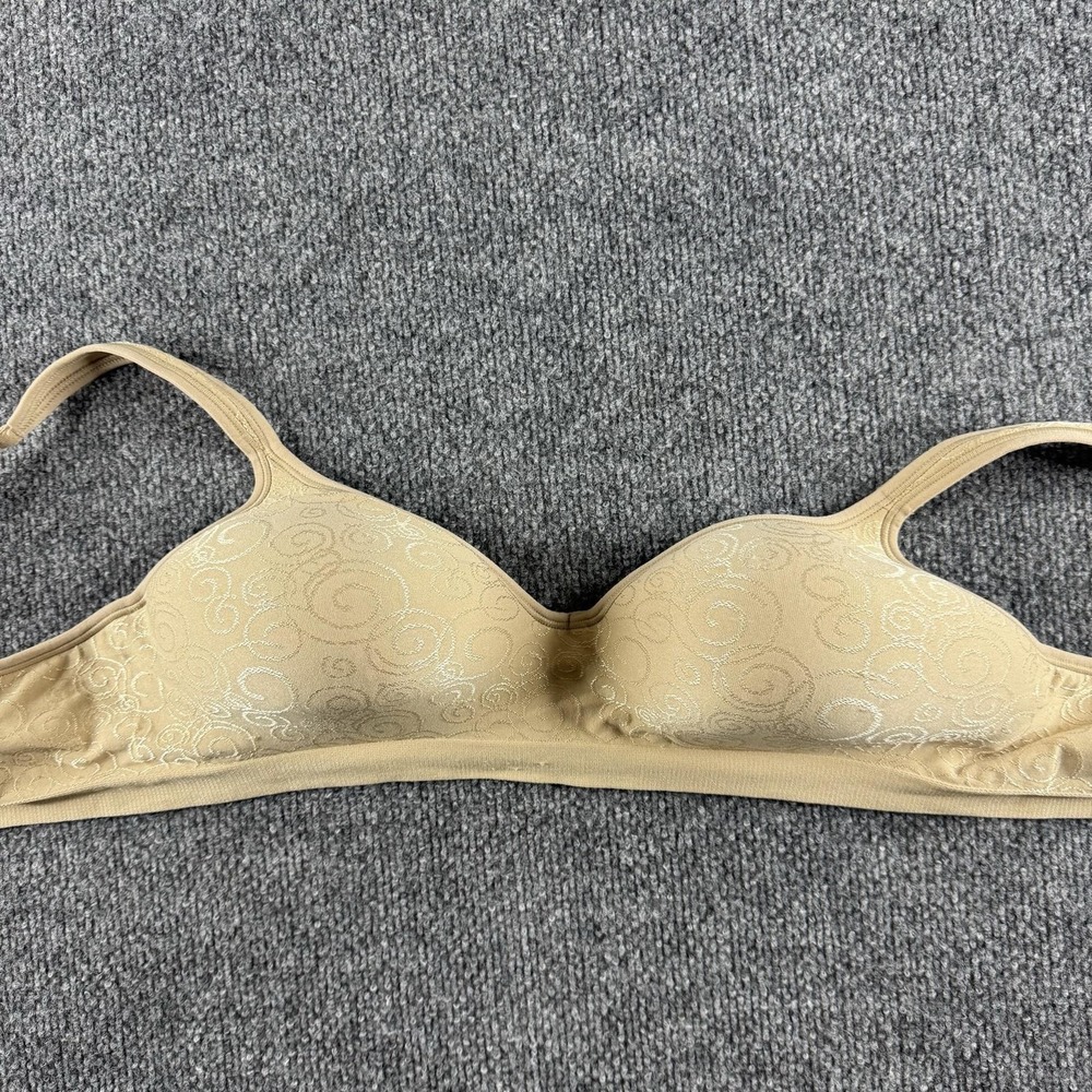 Bali T-Shirt Bra Womens 40B Beige Wireless Padded Molded Microfiber Adjustable